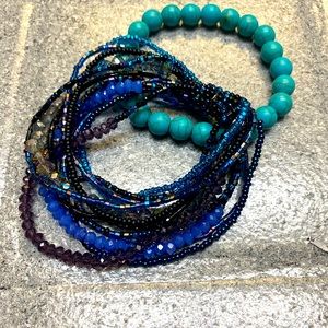 Black/blue Bead $ turquoise  bracelets - like new. Wore once. Super pretty!